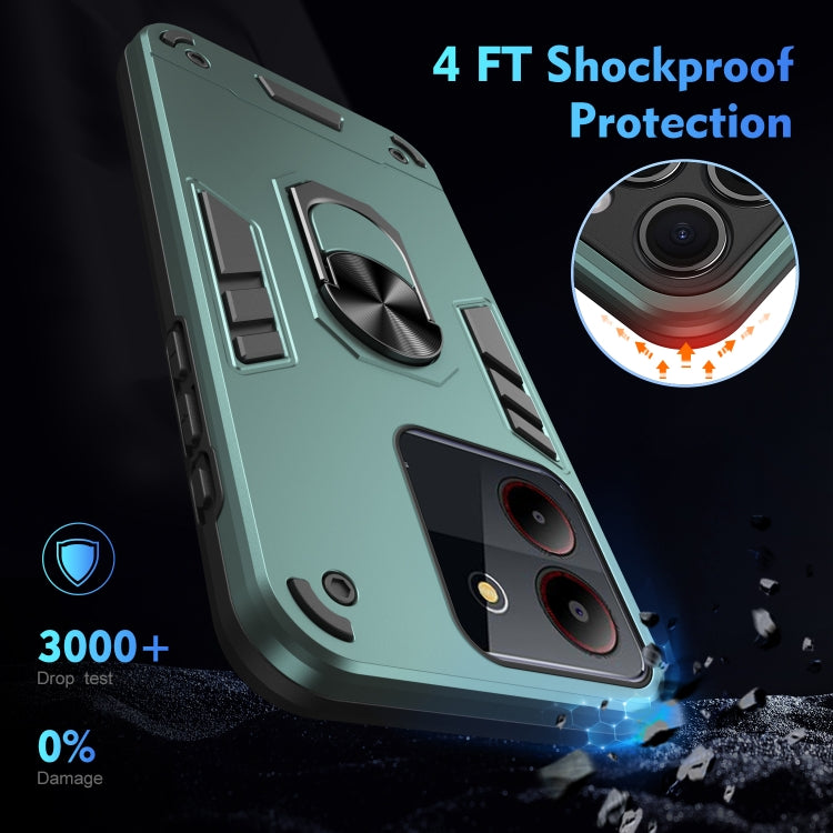 For ZTE Blade A54 Shockproof Metal Ring Holder Phone Case(Green) - ZTE Cases by PMC TechLife | Online Shopping South Africa | PMC TechLife