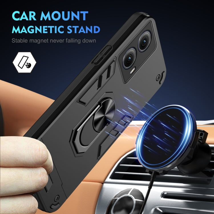 For Motorola Edge 2024 Shockproof Metal Ring Holder Phone Case(Black) - Motorola Cases by PMC Jewellery | Online Shopping South Africa | PMC Jewellery | Buy Now Pay Later Mobicred