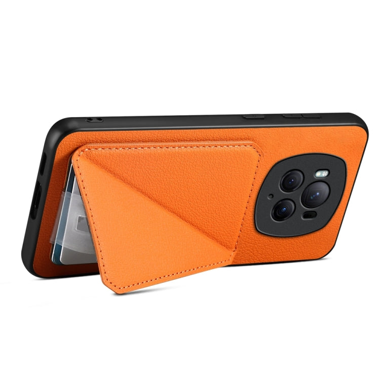 For Honor Magic6 Pro 5G D04 Calf Texture Dual Card Slot Holder Phone Case(Orange) - Honor Cases by PMC Jewellery | Online Shopping South Africa | PMC Jewellery | Buy Now Pay Later Mobicred