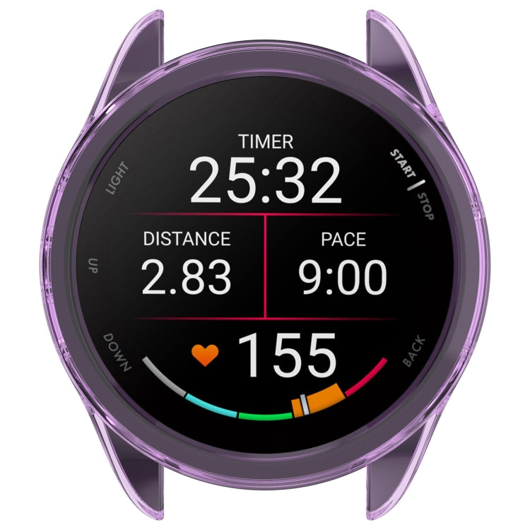 For Garmin Forerunner 165 / 165 Music Half Pack Hollow TPU Watch Protective Case(Transparent Purple) - Watch Cases by PMC Jewellery | Online Shopping South Africa | PMC Jewellery