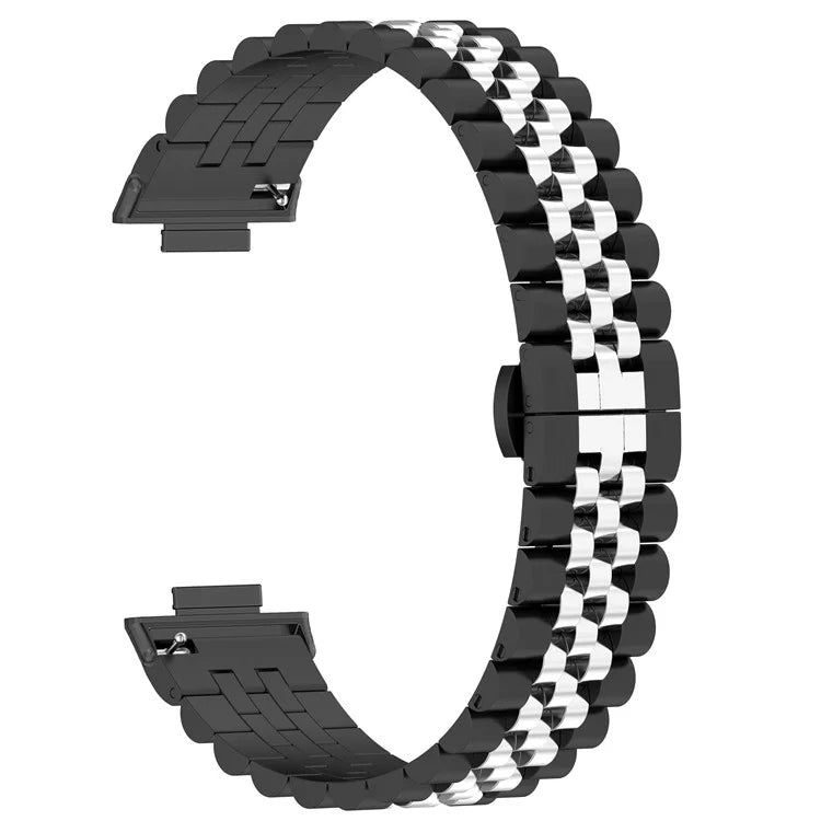 For Xiaomi Mi Band 8 Pro Five-bead Butterfly Buckle Metal Watch Band(Black Silver B) - Watch Bands by PMC Jewellery | Online Shopping South Africa | PMC Jewellery