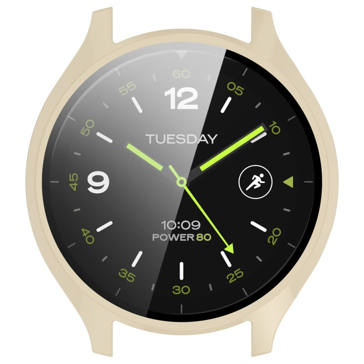 For Xiaomi Watch 2 PC + Tempered Film Integrated Watch Protective Case(Ivory White) - Watch Cases by PMC TechLife | Online Shopping South Africa | PMC TechLife