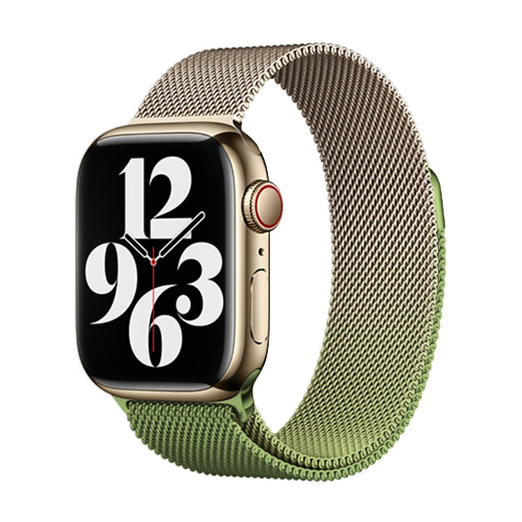 For Apple Watch Series 8 41mm Milan Gradient Loop Magnetic Buckle Watch Band(Gold Green) - Watch Bands by PMC Jewellery | Online Shopping South Africa | PMC Jewellery