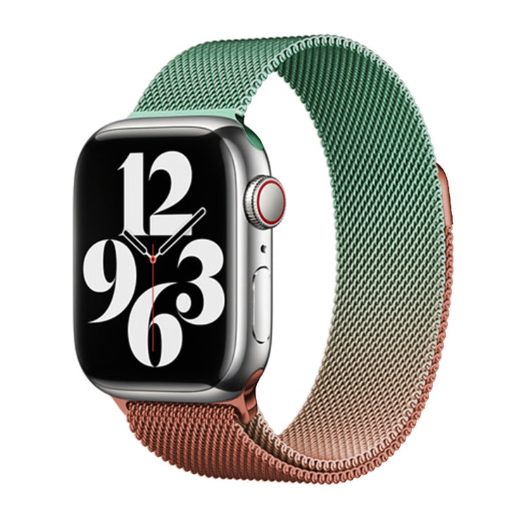 For Apple Watch 42mm Milan Gradient Loop Magnetic Buckle Watch Band(Orange Green) - Watch Bands by PMC Jewellery | Online Shopping South Africa | PMC Jewellery