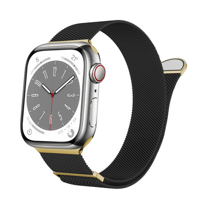 For Apple Watch SE 2022 40mm Two Color Milanese Loop Magnetic Watch Band(Black Gold) - Watch Bands by PMC Jewellery | Online Shopping South Africa | PMC Jewellery