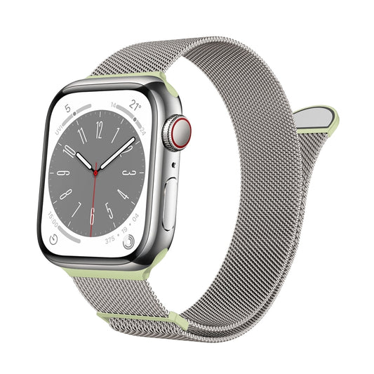 For Apple Watch SE 2022 40mm Two Color Milanese Loop Magnetic Watch Band(Starlight Green) - Watch Bands by PMC Jewellery | Online Shopping South Africa | PMC Jewellery