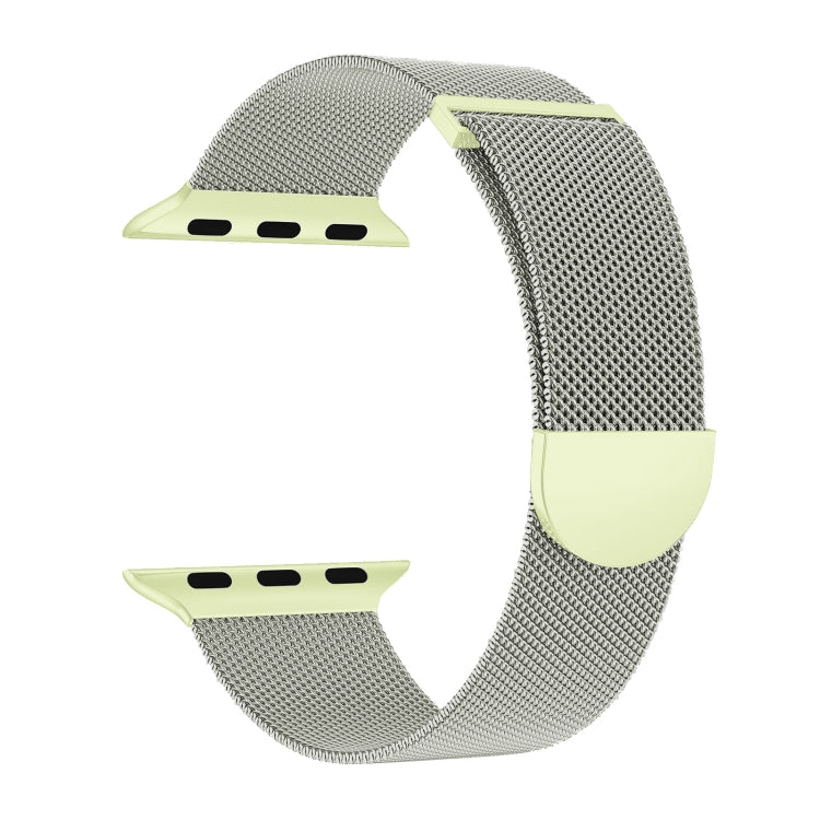 For Apple Watch Series 4 40mm Two Color Milanese Loop Magnetic Watch Band(Starlight Green) - Watch Bands by PMC Jewellery | Online Shopping South Africa | PMC Jewellery