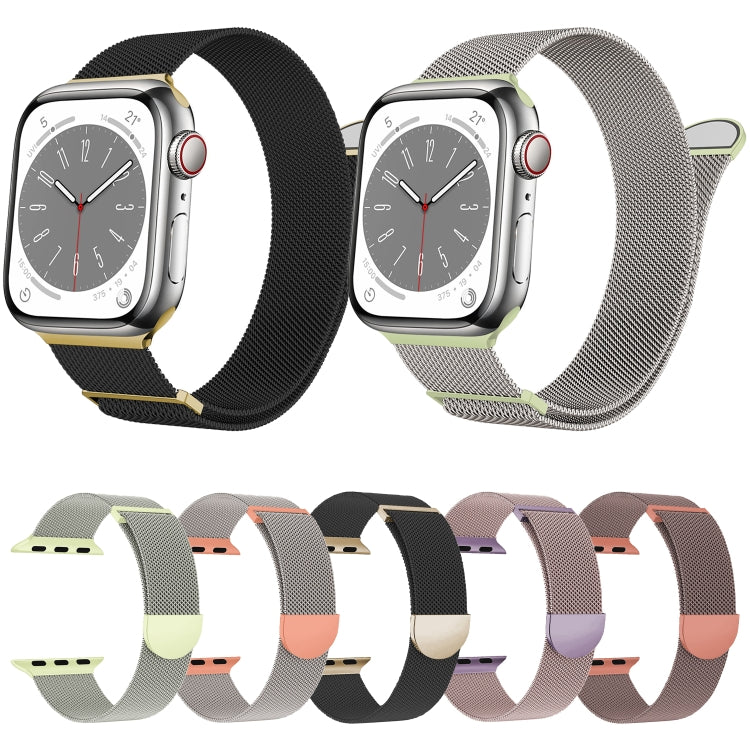 For Apple Watch Series 5 44mm Two Color Milanese Loop Magnetic Watch Band(Pink Purple) - Watch Bands by PMC Jewellery | Online Shopping South Africa | PMC Jewellery