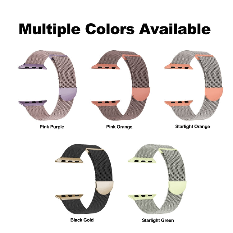 For Apple Watch Series 2 38mm Two Color Milanese Loop Magnetic Watch Band(Starlight Orange) - Watch Bands by PMC Jewellery | Online Shopping South Africa | PMC Jewellery