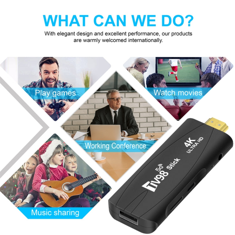 TV98 Rockchip 3228A Quad Core 4K HD Bluetooth Android TV Stick, RAM:4GB+32GB(EU Plug) - Android TV Sticks by PMC Jewellery | Online Shopping South Africa | PMC Jewellery | Buy Now Pay Later Mobicred