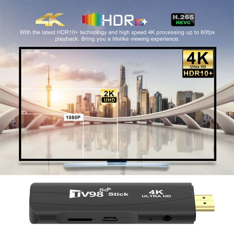 TV98 Rockchip 3228A Quad Core 4K HD Bluetooth Android TV Stick, RAM:4GB+32GB(US Plug) - Android TV Sticks by PMC TechLife | Online Shopping South Africa | PMC TechLife | Buy Now Pay Later Mobicred