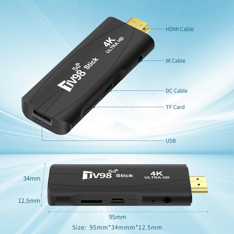 TV98 Rockchip 3228A Quad Core 4K HD Bluetooth Android TV Stick, RAM:4GB+32GB(AU Plug) - Android TV Sticks by PMC Jewellery | Online Shopping South Africa | PMC Jewellery | Buy Now Pay Later Mobicred