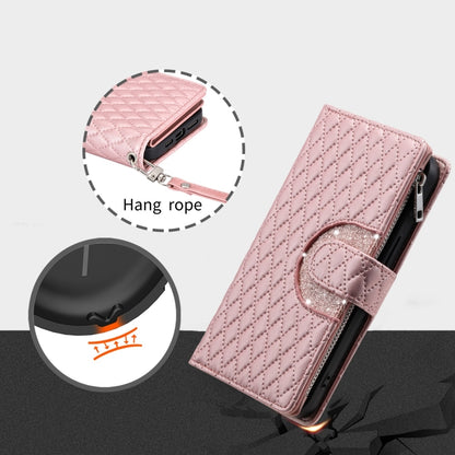 For Google Pixel 7 Pro 5G Glitter Lattice Zipper Wallet Leather Phone Case(Rose Gold) - Google Cases by PMC Jewellery | Online Shopping South Africa | PMC Jewellery | Buy Now Pay Later Mobicred