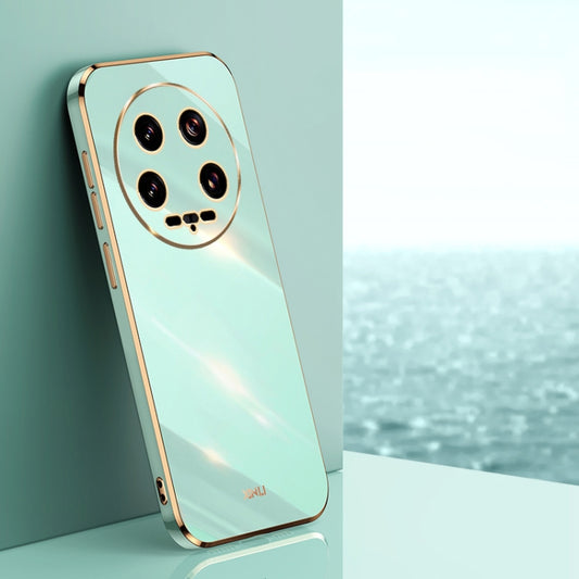 For Xiaomi 14 Ultra 5G XINLI Straight Edge 6D Electroplate TPU Phone Case(Mint Green) - 14 Ultra Cases by XINLI | Online Shopping South Africa | PMC Jewellery | Buy Now Pay Later Mobicred