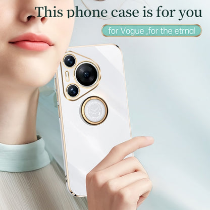 For Huawei Pura 70 XINLI Straight 6D Plating Gold Edge TPU Shockproof Case with Ring Holder(Celestial Blue) - Huawei Cases by XINLI | Online Shopping South Africa | PMC Jewellery | Buy Now Pay Later Mobicred