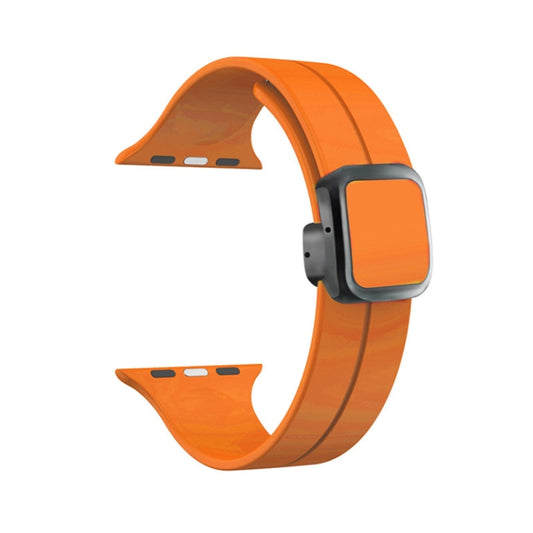 For Apple Watch SE 2023 40mm Magnetic Square Buckle Silicone Watch Band(Orange) - Watch Bands by PMC Jewellery | Online Shopping South Africa | PMC Jewellery