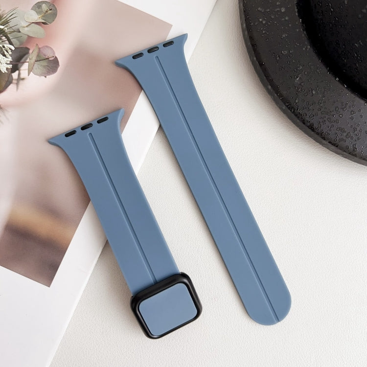 For Apple Watch SE 2023 40mm Magnetic Square Buckle Silicone Watch Band(Blue) - Watch Bands by PMC Jewellery | Online Shopping South Africa | PMC Jewellery