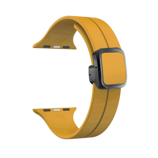 For Apple Watch SE 2023 40mm Magnetic Square Buckle Silicone Watch Band(Yellow) - Watch Bands by PMC Jewellery | Online Shopping South Africa | PMC Jewellery