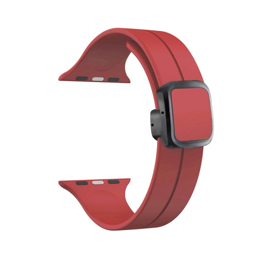 For Apple Watch Ultra 2 49mm Magnetic Square Buckle Silicone Watch Band(Red) - Watch Bands by PMC Jewellery | Online Shopping South Africa | PMC Jewellery