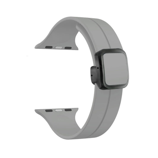 For Apple Watch Ultra 2 49mm Magnetic Square Buckle Silicone Watch Band(Cloud Gray) - Watch Bands by PMC Jewellery | Online Shopping South Africa | PMC Jewellery