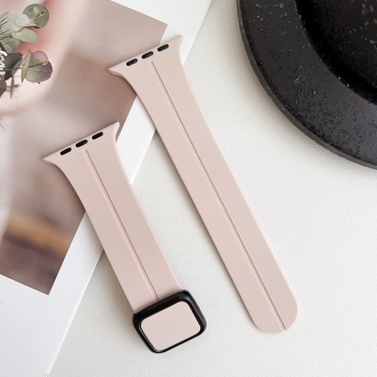 For Apple Watch Series 8 41mm Magnetic Square Buckle Silicone Watch Band(Sand Pink) - Watch Bands by PMC Jewellery | Online Shopping South Africa | PMC Jewellery