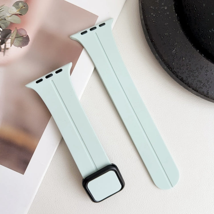 For Apple Watch Series 8 45mm Magnetic Square Buckle Silicone Watch Band(Sapphire Blue) - Watch Bands by PMC Jewellery | Online Shopping South Africa | PMC Jewellery