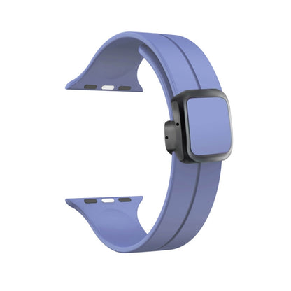 For Apple Watch Series 8 45mm Magnetic Square Buckle Silicone Watch Band(Lilacs Purple) - Watch Bands by PMC Jewellery | Online Shopping South Africa | PMC Jewellery