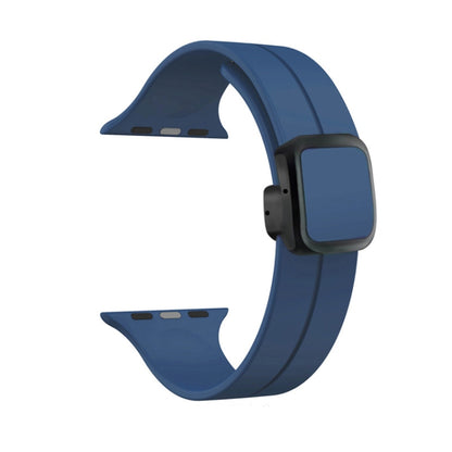 For Apple Watch Series 7 41mm Magnetic Square Buckle Silicone Watch Band(Midnight Blue) - Watch Bands by PMC Jewellery | Online Shopping South Africa | PMC Jewellery