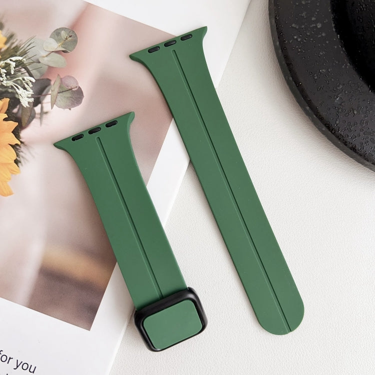 For Apple Watch Series 7 45mm Magnetic Square Buckle Silicone Watch Band(Alfalfa) - Watch Bands by PMC Jewellery | Online Shopping South Africa | PMC Jewellery