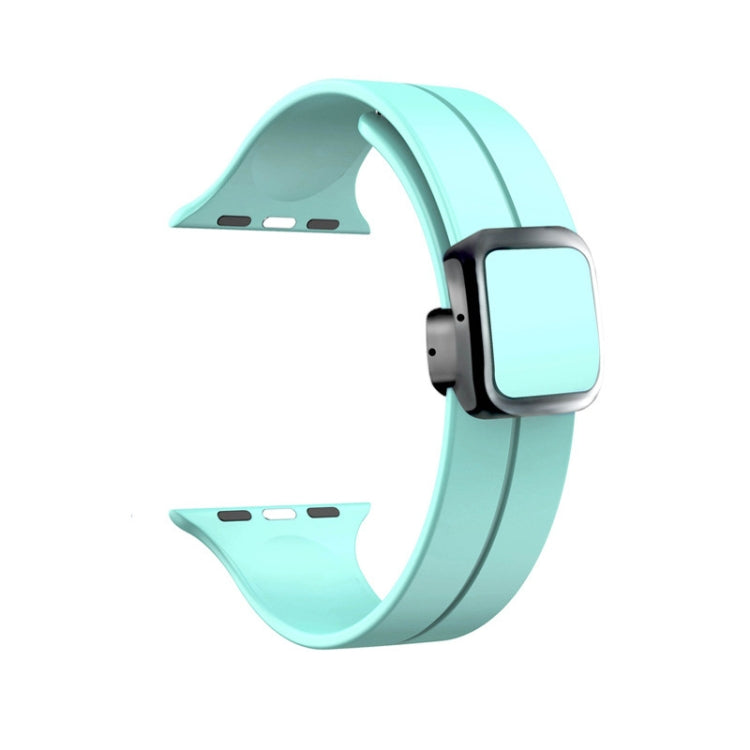 For Apple Watch SE 44mm Magnetic Square Buckle Silicone Watch Band(Sapphire Blue) - Watch Bands by PMC Jewellery | Online Shopping South Africa | PMC Jewellery