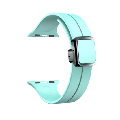 For Apple Watch Series 6 44mm Magnetic Square Buckle Silicone Watch Band(Sapphire Blue) - Watch Bands by PMC Jewellery | Online Shopping South Africa | PMC Jewellery