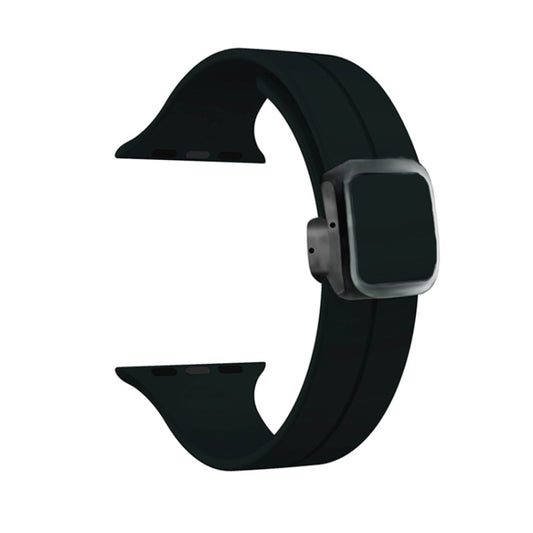 For Apple Watch Series 5 40mm Magnetic Square Buckle Silicone Watch Band(Black) - Watch Bands by PMC Jewellery | Online Shopping South Africa | PMC Jewellery