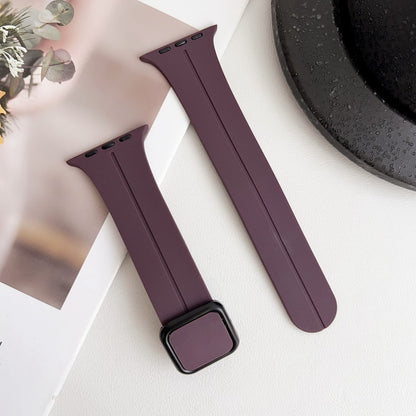 For Apple Watch Series 4 44mm Magnetic Square Buckle Silicone Watch Band(Fruit Purple) - Watch Bands by PMC Jewellery | Online Shopping South Africa | PMC Jewellery