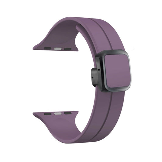 For Apple Watch Series 4 40mm Magnetic Square Buckle Silicone Watch Band(Fruit Purple) - Watch Bands by PMC Jewellery | Online Shopping South Africa | PMC Jewellery