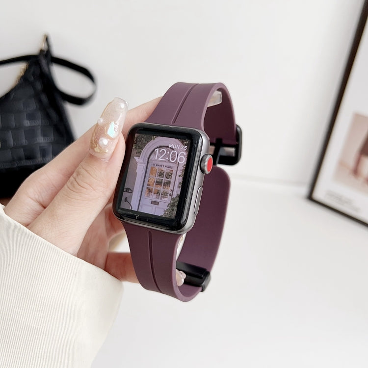 For Apple Watch Series 4 40mm Magnetic Square Buckle Silicone Watch Band(Fruit Purple) - Watch Bands by PMC Jewellery | Online Shopping South Africa | PMC Jewellery