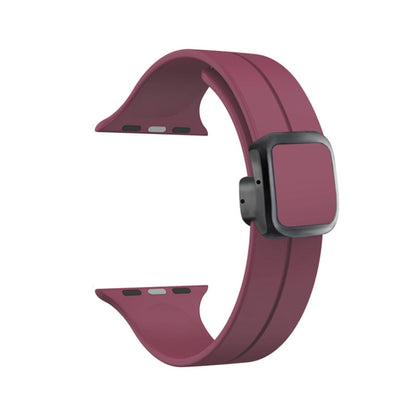 For Apple Watch Series 3 42mm Magnetic Square Buckle Silicone Watch Band(Wine Red) - Watch Bands by PMC Jewellery | Online Shopping South Africa | PMC Jewellery