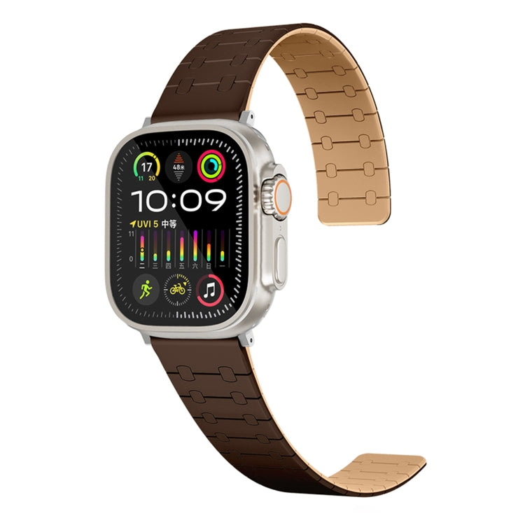 For Apple Watch SE 2023 44mm Two Color Loop Magnetic Silicone Watch Band(Dark Brown+Light Brown) - Watch Bands by PMC Jewellery | Online Shopping South Africa | PMC Jewellery