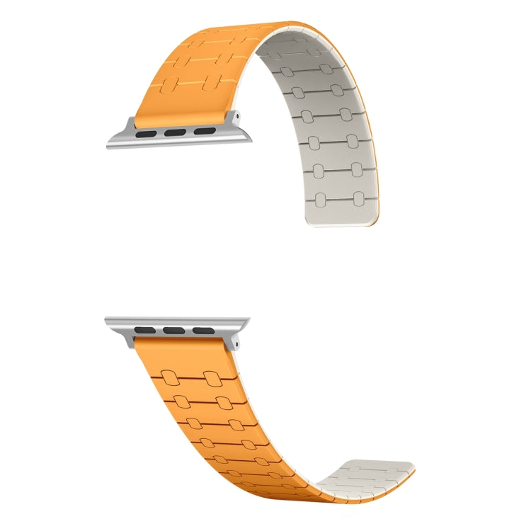 For Apple Watch SE 2023 40mm Two Color Loop Magnetic Silicone Watch Band(Orange+Starlight) - Watch Bands by PMC Jewellery | Online Shopping South Africa | PMC Jewellery