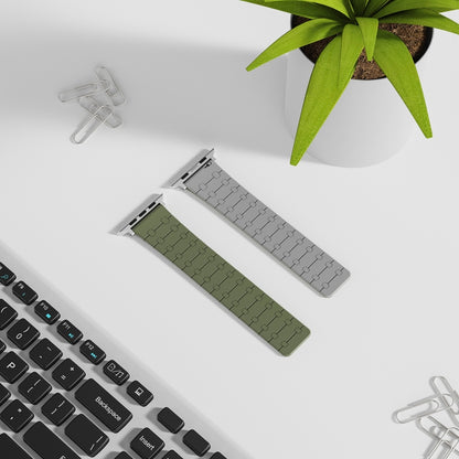 For Apple Watch Ultra 2 49mm Two Color Loop Magnetic Silicone Watch Band(Green+Grey) - Watch Bands by PMC Jewellery | Online Shopping South Africa | PMC Jewellery