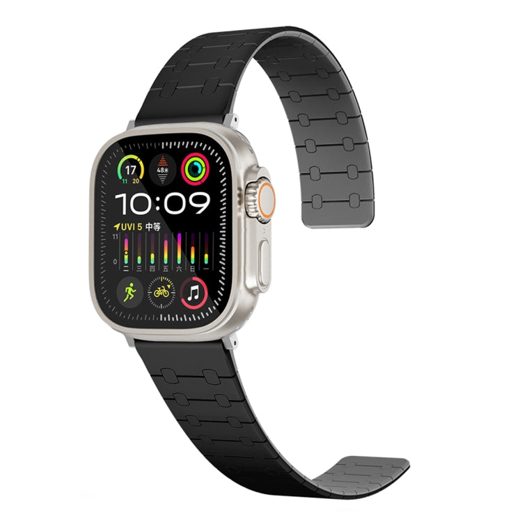 For Apple Watch Series 8 41mm Two Color Loop Magnetic Silicone Watch Band(Black+Grey) - Watch Bands by PMC TechLife | Online Shopping South Africa | PMC TechLife