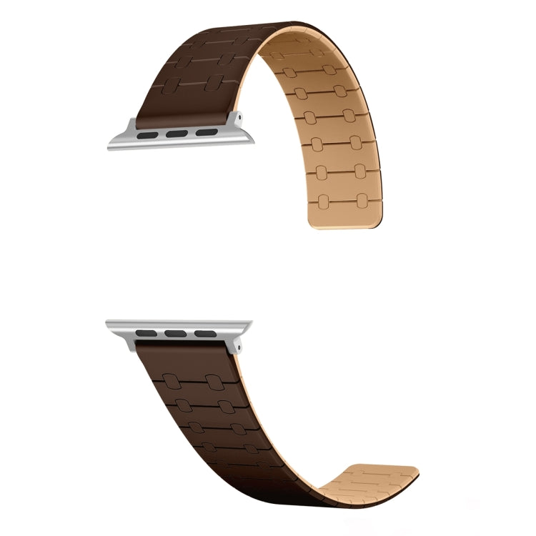 For Apple Watch SE 2022 40mm Two Color Loop Magnetic Silicone Watch Band(Dark Brown+Light Brown) - Watch Bands by PMC Jewellery | Online Shopping South Africa | PMC Jewellery