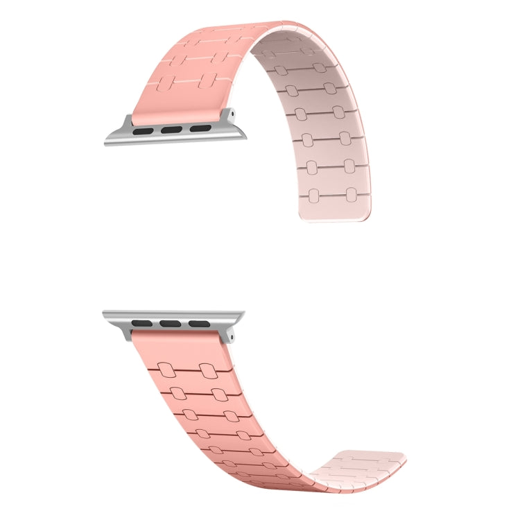 For Apple Watch Series 6 44mm Two Color Loop Magnetic Silicone Watch Band(Peach+Light Pink) - Watch Bands by PMC Jewellery | Online Shopping South Africa | PMC Jewellery