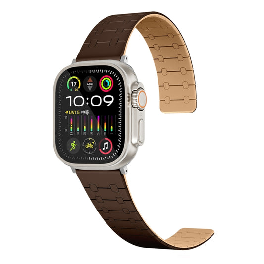 For Apple Watch Series 4 40mm Two Color Loop Magnetic Silicone Watch Band(Dark Brown+Light Brown) - Watch Bands by PMC Jewellery | Online Shopping South Africa | PMC Jewellery