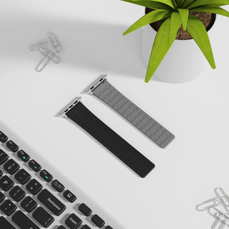 For Apple Watch Series 2 42mm Two Color Loop Magnetic Silicone Watch Band(Black+Grey) - Watch Bands by PMC Jewellery | Online Shopping South Africa | PMC Jewellery