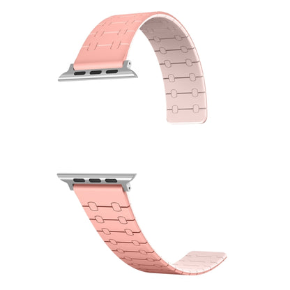 For Apple Watch 38mm Two Color Loop Magnetic Silicone Watch Band(Peach+Light Pink) - Watch Bands by PMC Jewellery | Online Shopping South Africa | PMC Jewellery