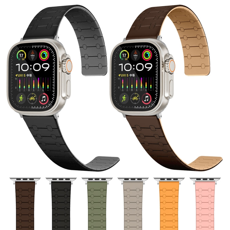 For Apple Watch Series 9 41mm Two Color Loop Magnetic Silicone Watch Band(Black+Grey) - Watch Bands by PMC TechLife | Online Shopping South Africa | PMC TechLife