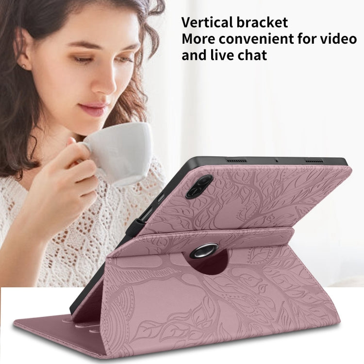 For Honor Pad X8a Tree Life Embossed Rotation Leather Tablet Case(Rose Gold) - Honor by PMC TechLife | Online Shopping South Africa | PMC TechLife | Buy Now Pay Later Mobicred