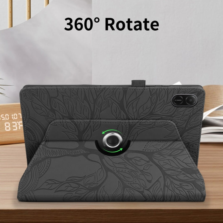 For Honor Pad X8a Tree Life Embossed Rotation Leather Tablet Case(Black) - Honor by PMC TechLife | Online Shopping South Africa | PMC TechLife | Buy Now Pay Later Mobicred
