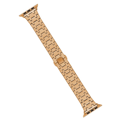 For Apple Watch SE 2023 40mm Double T Stainless Steel Watch Band(Rose Gold) - Watch Bands by PMC Jewellery | Online Shopping South Africa | PMC Jewellery