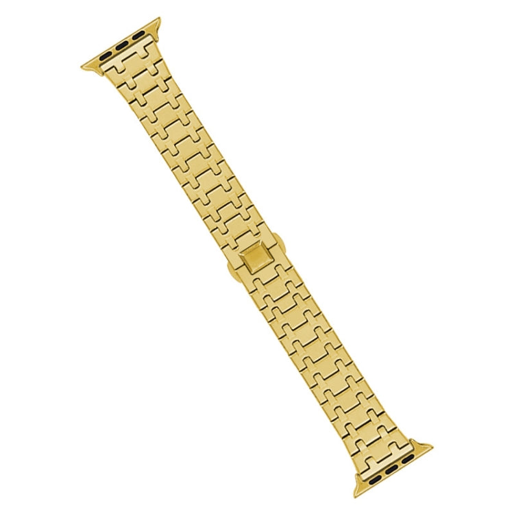 For Apple Watch Ultra 2 49mm Double T Stainless Steel Watch Band(Gold) - Watch Bands by PMC Jewellery | Online Shopping South Africa | PMC Jewellery